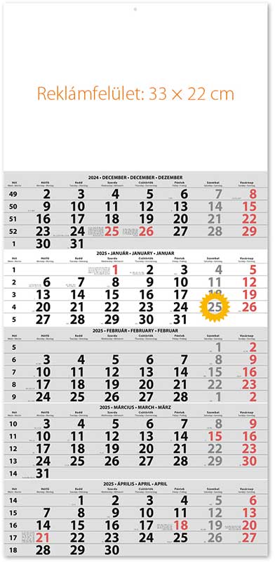 Speditőr naptár egy tömbös öt hónapos