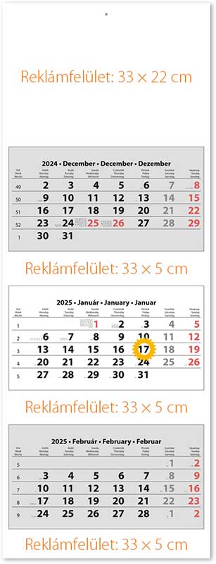 Speditőr naptár három tömbös három hónapos