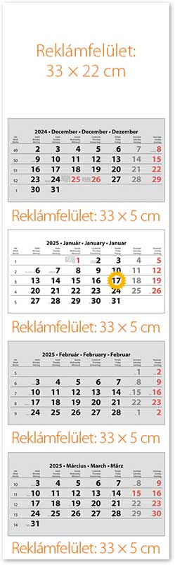 Speditőr naptár négy tömbös négy hónapos